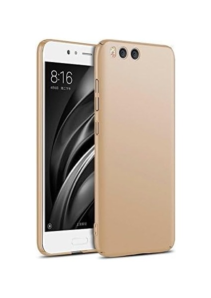 Mi 6 Uyumlu Sert Rubber Silikon Kılıf (Altın Rengi)