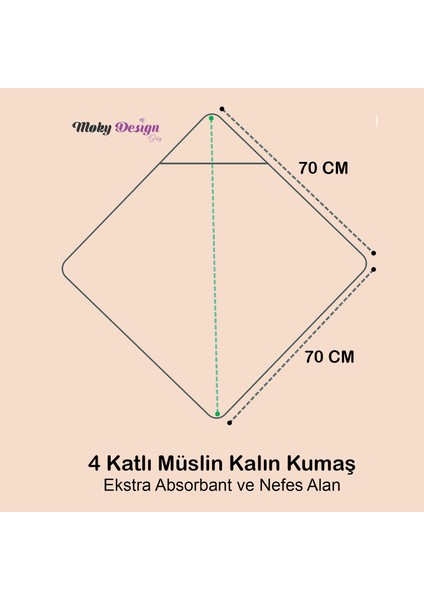 Moky Design doğan Bebek Müslin Banyo Havlusu Kapüşonlu, 4 Katlı, Kalın, Yumuşak ve Emici Pamuk, 70X70CM fırsatları