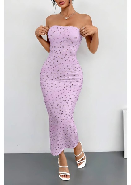 Kadın Straplez Desenli Baskılı Likralı Şık Trend Günlük Yazlık Pinterest Uzun Elbise modelleri