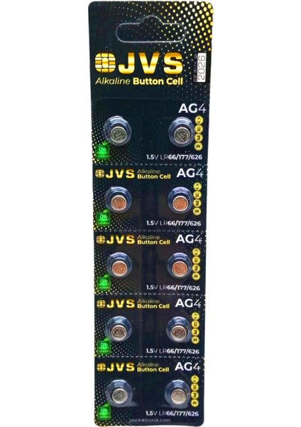 Jvs Ag4 1.5V LR66 Saat Pili 10LU Kart