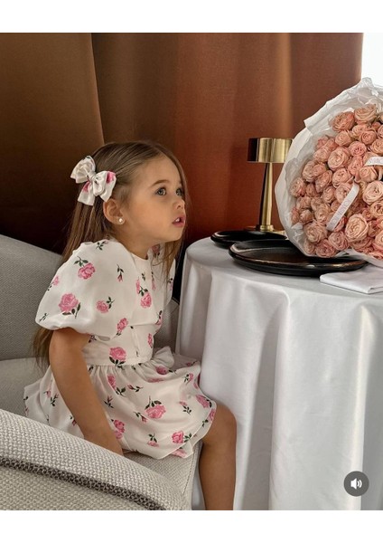 La’ciel Paris Çiçek Desenli Dokuma Astarlı Elbise