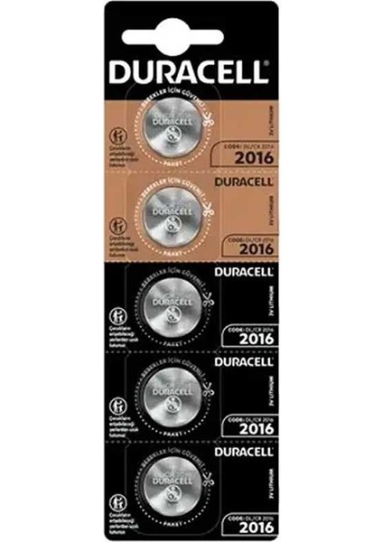 Duracell CR2016 Lityum Pil 5li Paket