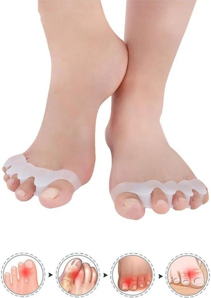 2 Çift Makaralı Ayak 5 Parmak Ayıran Silikon Bunyon Koruyucu Parmak Ayırıcı Gece Ateli