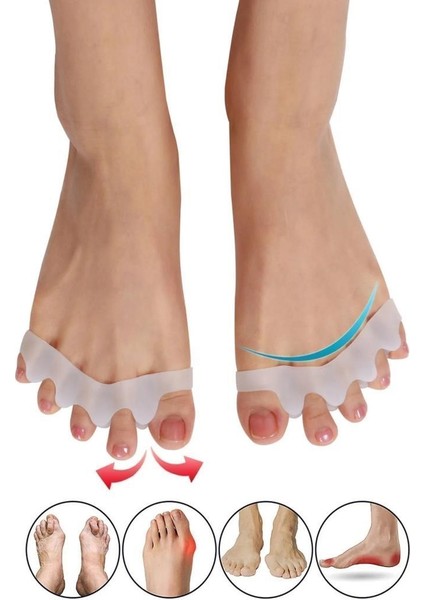 2 Çift Makaralı Ayak 5 Parmak Ayıran Silikon Bunyon Koruyucu Parmak Ayırıcı Gece Ateli fırsatları