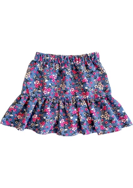 Kız Çocuk Etekli Takım, Pamuklu Çiçekli Etek, Pamuklu Fitilli Ekru T-Shirt fırsatları