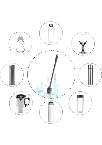 27 cm Silikon Uzun Saplı Cam Şişe Bardak Kavanoz Biberon Yıkama Fırçası Temizleme Fırçası fiyatları
