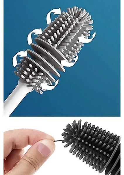 Silikon Fırça Matara Biberon Emzik Temizleyici Kavanoz Termos Suluk Yağ Şişe Temizleme Fırçası 27 cm indirimleri