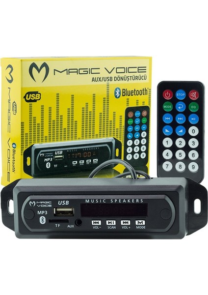 Magıcvoıce USB-400 (V20) Bluetooth/aux Usb/sd/mmc-Mic-Kumandalı Oto Teyp Çevirici Dijital Player (5V/12V)