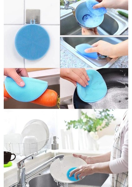 2 Adet Pratik Silikon Tükenmeyen Bulaşık Yıkama Fırçası Bulaşık Fırçası Tava Tutucu Sebze Temizleme modelleri