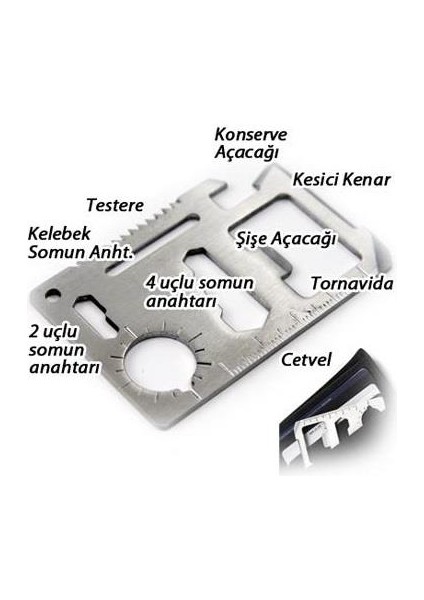 2 Adet Kılıflı Survival Acil Durum Kit Yardım Kartı 11 Fonksiyon indirimleri