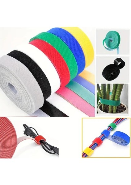 5 Metre x 1 cm Cırt Cırt Kablo Düzenleyici Organizer Kutu Kablo Sabitleyici Gizleyici Şerit Cırt