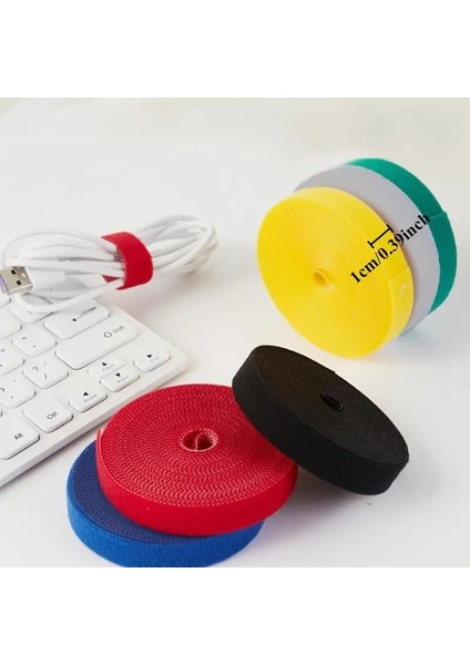 5 Metre x 1 cm Cırt Cırt Kablo Düzenleyici Organizer Kutu Kablo Sabitleyici Gizleyici Şerit Cırt
