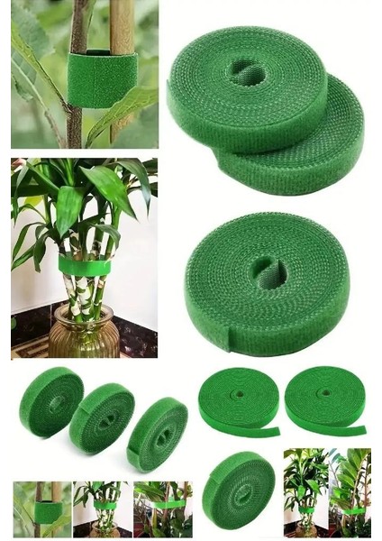 5 Metre 1 cm Yeşil Renk Bahçe Bitki Fide Bağlama Bandı Çırt Çırt Bant
