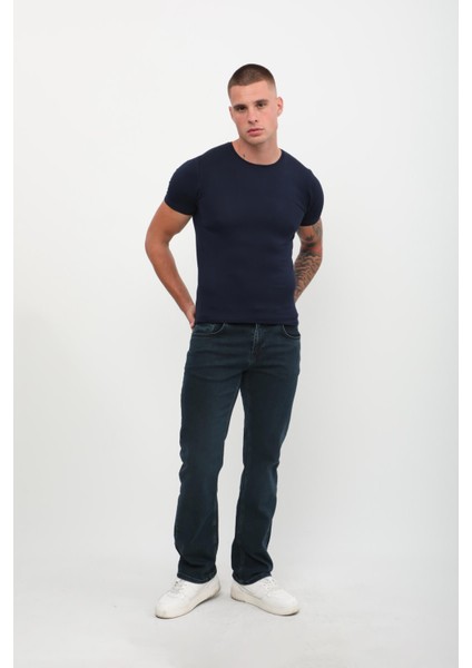 Erkek Likralı Regular Fit Haki Jean Pantolon