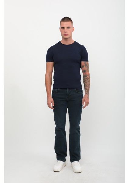 Erkek Likralı Regular Fit Haki Jean Pantolon