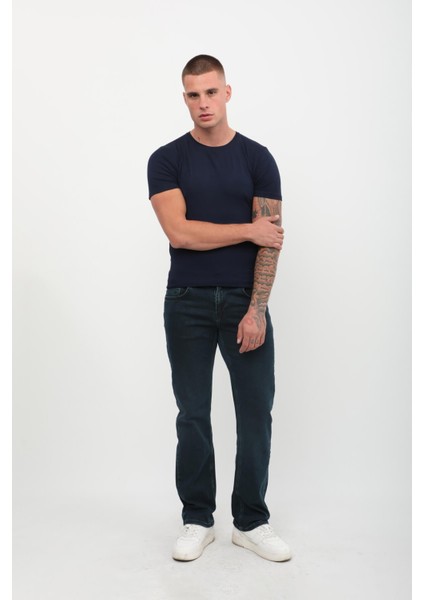 Erkek Likralı Regular Fit Haki Jean Pantolon