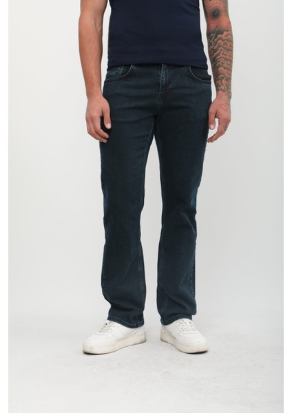 Erkek Likralı Regular Fit Haki Jean Pantolon