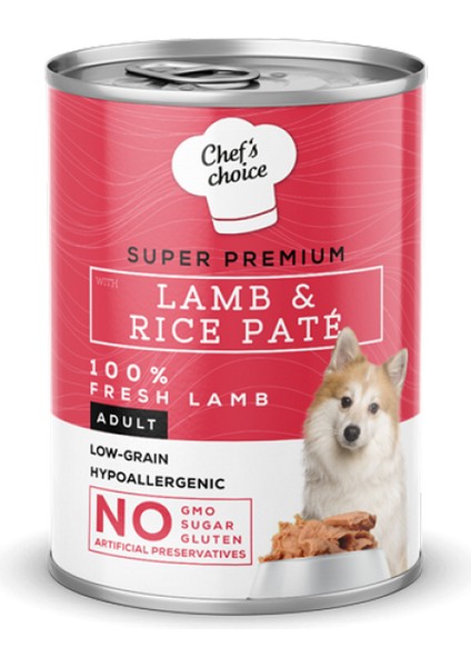 Chefs Choice 8 kg Yetişkin Köpekler Için, Hipoalerjenik, Kuzu Etli ve Pirinçli Ezme 400 gr x 12 Adet Inslm