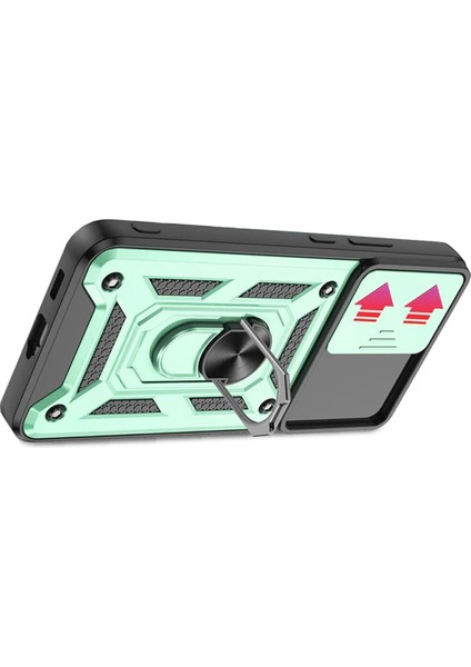 Samsung Galaxy S22 Kılıf Pars Lens Yüzüklü Silikon - Yeşil Dpmah
