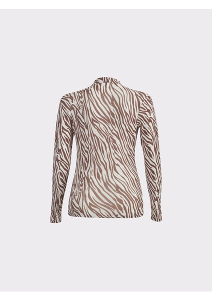 Zebra Desen Boğazlı Kahverengi Body fırsatları