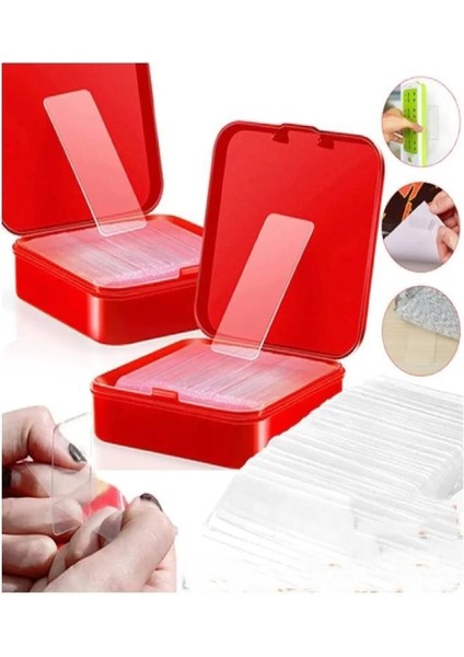 60 Parça Çok Amaçlı Çift Taraflı Bant 1 cm x 4,5 cm Nano Bant Duvar Bandı indirimleri