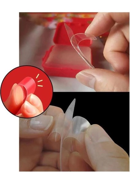 60 Parça Çok Amaçlı Çift Taraflı Bant 1 cm x 4,5 cm Nano Bant Duvar Bandı