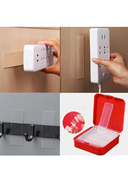 60 Parça Çok Amaçlı Çift Taraflı Bant 1 cm x 4,5 cm Nano Bant Duvar Bandı