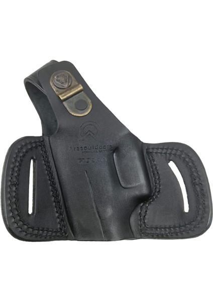 Glock 43 Için Uygun Gerçek Deri Siyah Yarım Kelebek Kemer Dışı Silah Kılıfı