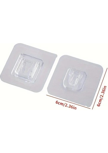 2 Çift Taraflı Yapışkanlı Geçmeli Klips Eşya Sabitleme Askısı Şeffaf Duvar Kancası