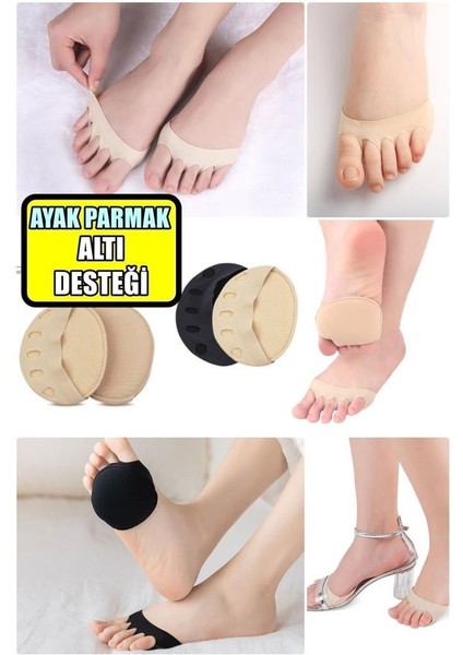 2 Çift 5 Parmağa Geçen Parmak Altı Koruyucu Ayak Altı Desteği Terletmez Kumaş Koruyucu Ped