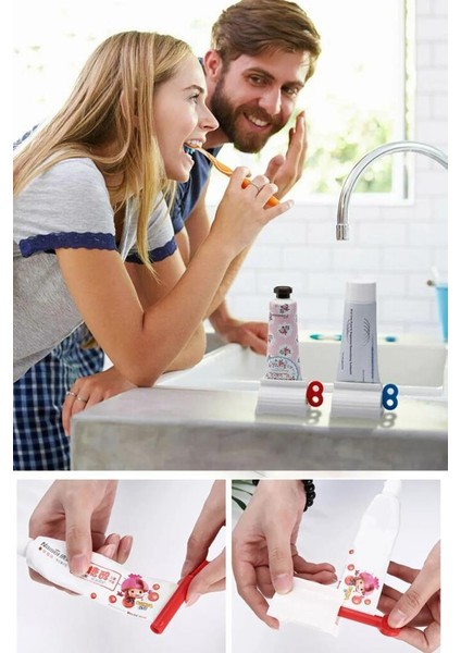 2 Adet Mavi Beyaz Renk Çevirmeli Pratik Krem Merhem Diş Macunu Sıkacağı