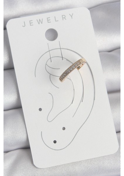 Pirinç Gold Renk Zirkon Taşlı Kadın Kıkırdak Küpe - TJ-BKP10583