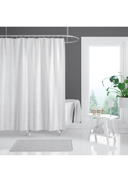 Banyo Perdesi 2x120x200 Çift Kanat Duş Perdesi Halka Hediyeli Duşakabin Perdesi 3182