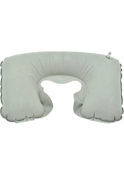 Gri Bayan ve Çocuk Şişme Yolculuk Seyahat Tipi Boyun Yastığı Ortopedik Yastık Boyunluk 30 cm
