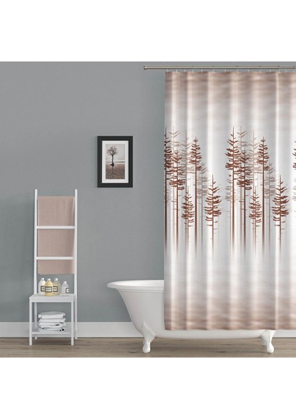 Banyo Perdesi 2x120x200 Çift Kanat Duş Perdesi Halka Hediyeli Duşakabin Perdesi 3390