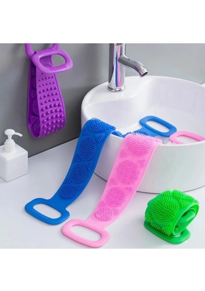 Çift Taraflı Silikon Banyo Sırt Kesesi Duş Lifi Tükenmez Lif Mavi 70 cm fiyatları