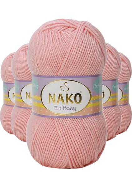 5 Adet Elite El Örgü Ipi Tüylenmeyen Bebek Yünü Pudra 6165