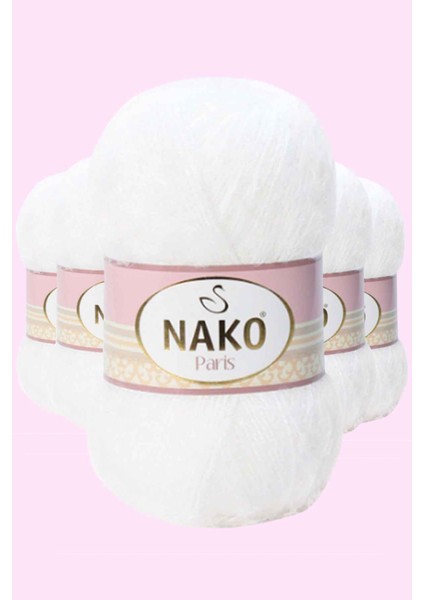 5 Adet El Örgü Ipi Yünü Beyaz 208