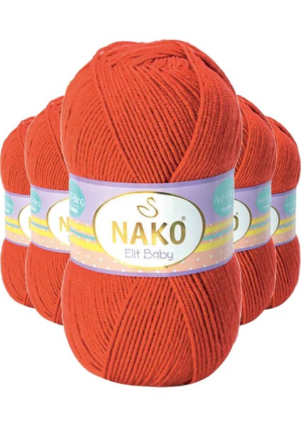 5 Adet Elite El Örgü Ipi Tüylenmeyen Bebek Yünü Mercan Taşı 10701