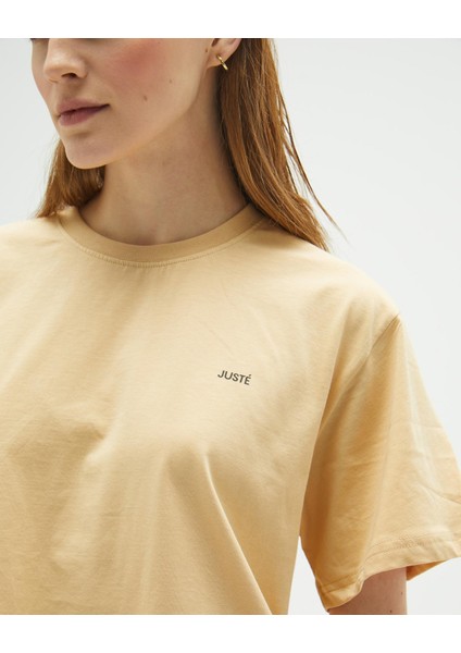 Bej Oversize Crop T-Shirt