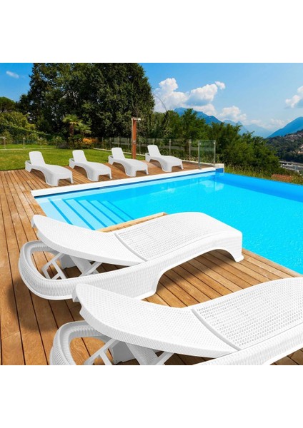 SY2536 Bej Renk Brezza Royal Rattan Lüks Şezlong 2'li Set