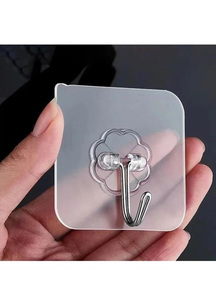 5 Adet Şeffaf Güçlü Kendinden Yapışkanlı Kapı Duvar Askıları Ağır Yük Taşıma