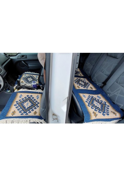 Reversible Oto Koltuk Kilim Seti • 3 Parça • Makine Dokuma • Akrilik & Polyester • Saçaklı