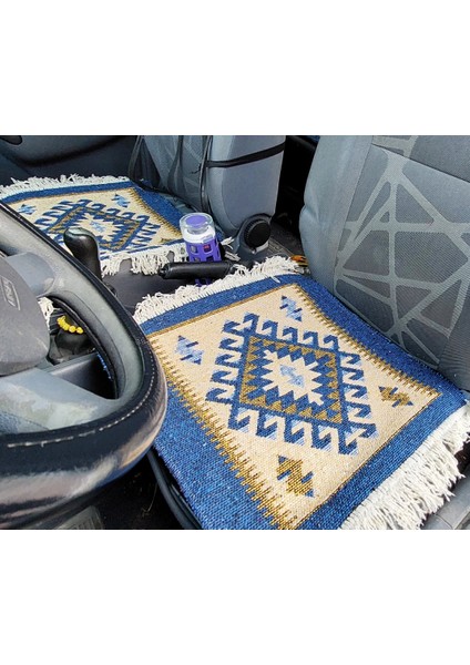 Reversible Oto Koltuk Kilim Seti • 3 Parça • Makine Dokuma • Akrilik & Polyester • Saçaklı modelleri