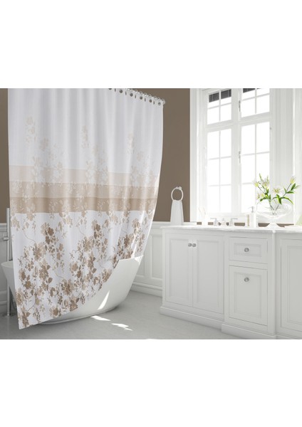 Banyo Perdesi 1x120x200 Tek Kanat Duş Perdesi Halka Hediyeli Duşakabin Perdesi 4131