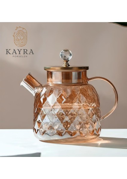 Kabartmalı Borosilikat Cam Demlik 1000ML -CM-2006