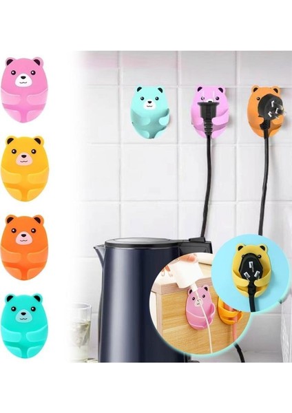 4 Adet Ayıcık Desenli Laptop Airfryer Kettle Kablo Fiş Düzenleyici Duvar Askısı Sabitleyici Tutucu indirimleri
