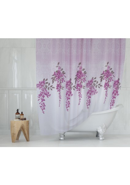 Banyo Perdesi 1x120x200 Tek Kanat Duş Perdesi Halka Hediyeli Duşakabin Perdesi 7359