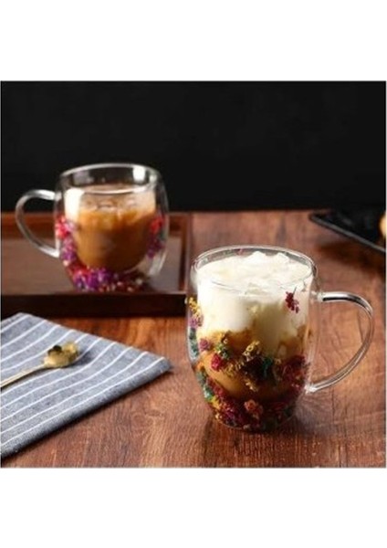Organik Çiçekli Borosilikat Bardak 350 Ml. -BRD-150 Bh