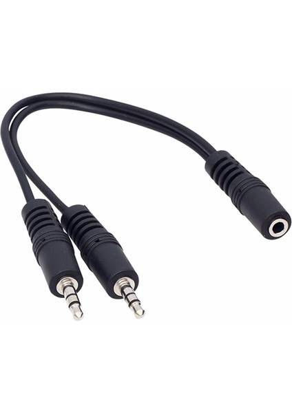 3.5 mm Stereo Dişi / 2 x 3.5mm Stereo Erkek 20 cm Y Kablo Kablo